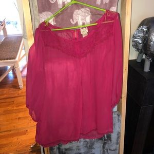 Eyelash couture pink sheer shirt xl